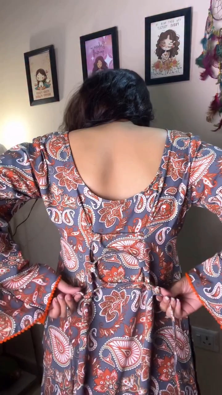 Women's Kurti Top with Boho Chic Paisley and Floral Print