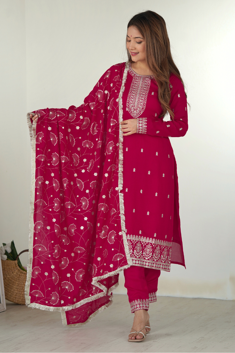 Pure Soft Fox Rani Heavy Gown in Georgette with Dupatta