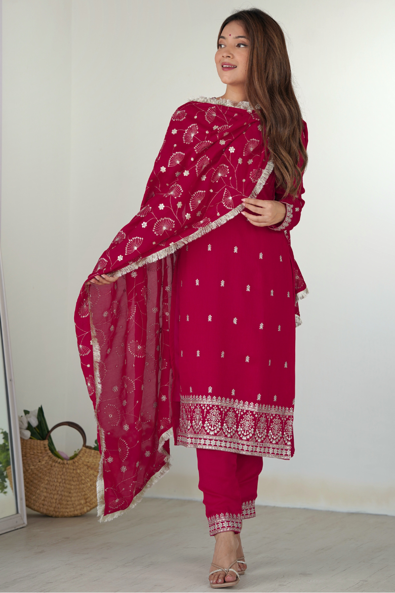 Pure Soft Fox Rani Heavy Gown in Georgette with Dupatta