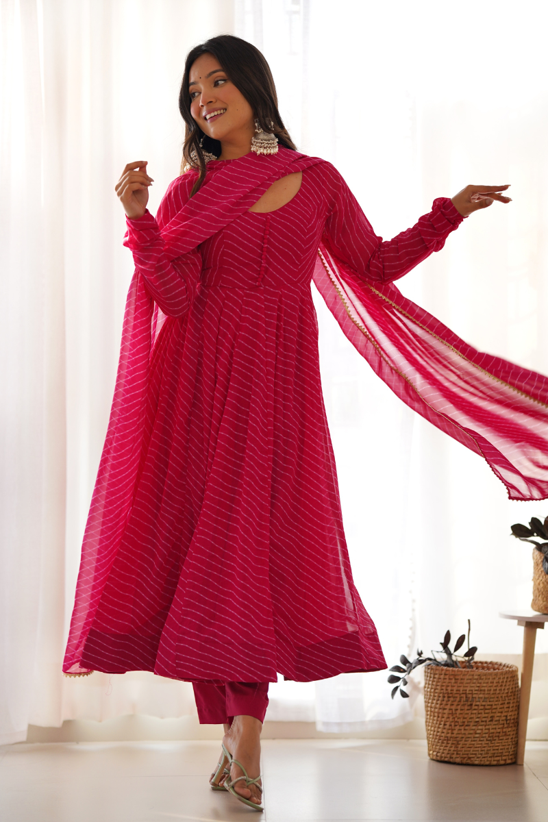 Rani Gown with Dupatta in Pure Fox Georgette Fabric